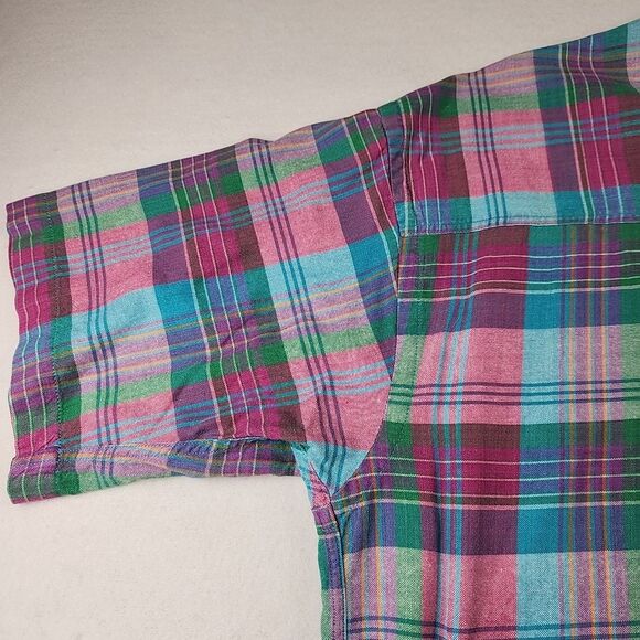 VTG Gant Salty Dog Plaid Half Sleeve Button Down Shirt Mens Large Spring Preppy - Picture 12 of 12